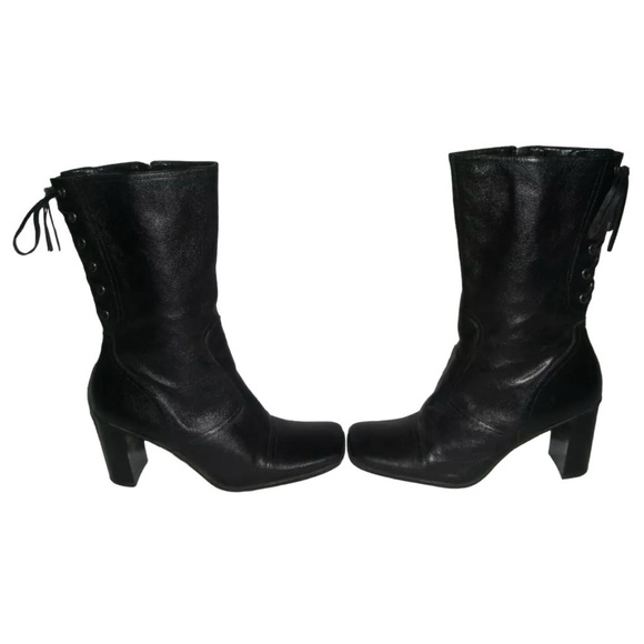 Nine West Boots Vintage 90's y2k Black Square Toe Corset Goth Witchy Bratz Doll - Picture 3 of 16